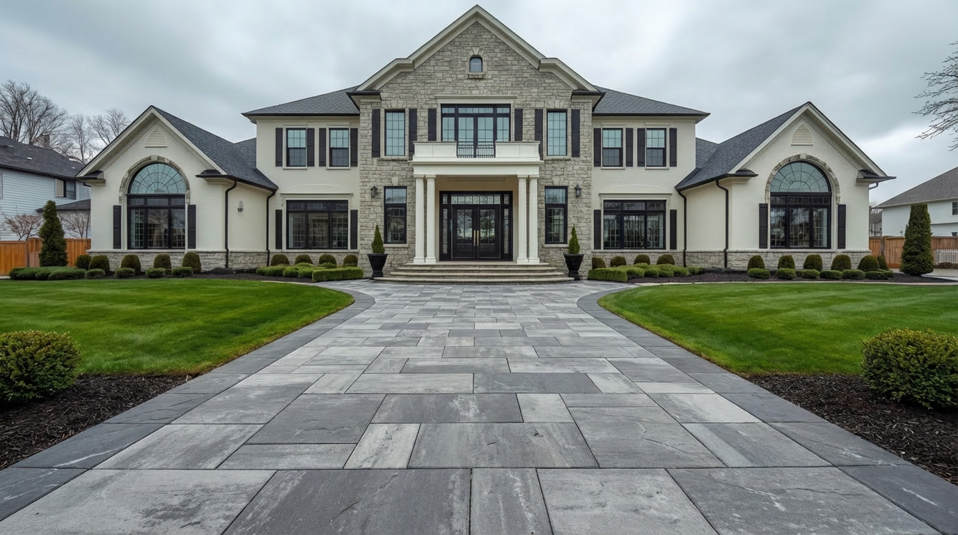 New paver walkway with clean lines, proper edging, and smooth surface after installation