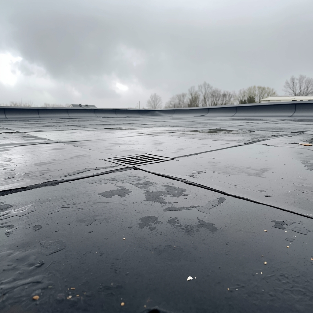 Deteriorated flat roof before replacement in New Jersey