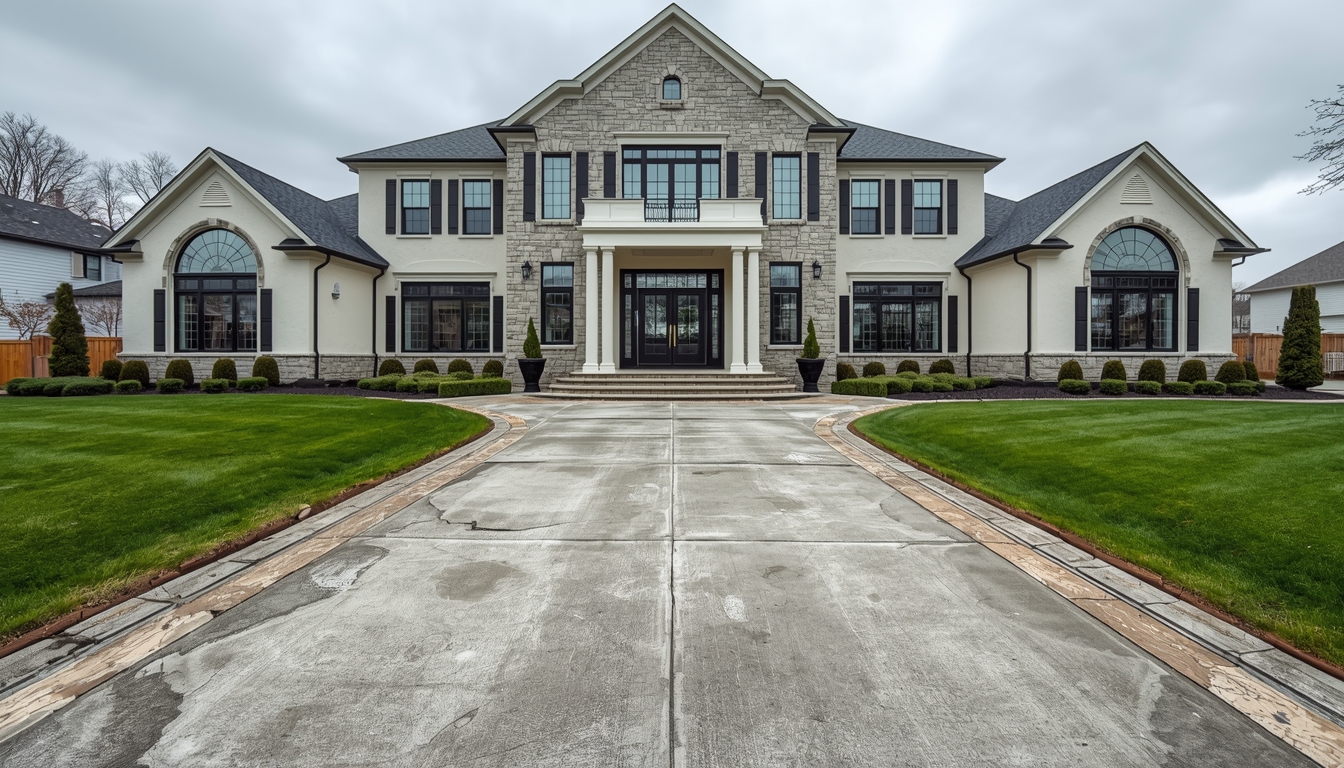 Cracked and heaved concrete walkway with uneven surfaces and weed growth before replacement